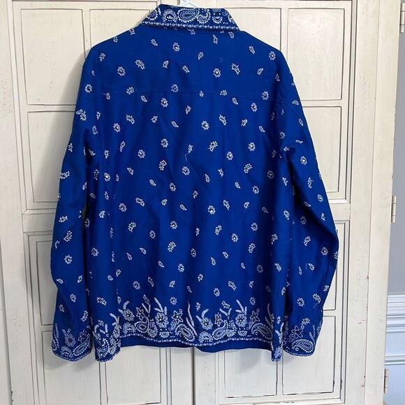 Quacker Factory size large blue bandana jacket - Picture 3 of 3